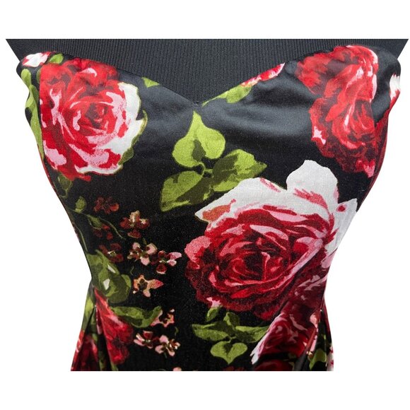 Forever 21 Strapless Dress Sz L Retro Rockabilly Pin Up Floral Y2K Glam Prom - Picture 4 of 8